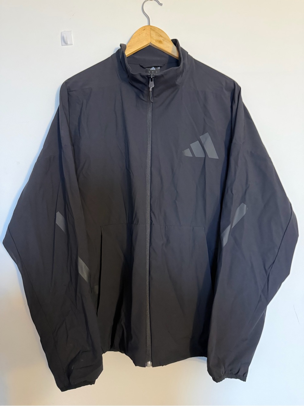 adidas Men’s Black Performance Zip-Up Jacket with Reflective Accents